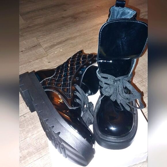 Women's quilted combat boot sz 10.5 - Picture 4 of 14